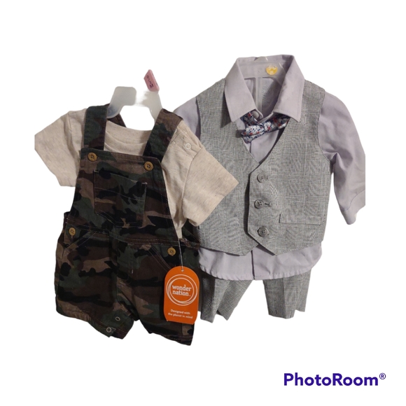 wonder nation Other - Two pcs Wonder Nation 0-3 months Baby Boy Dressy & Overall Clothes